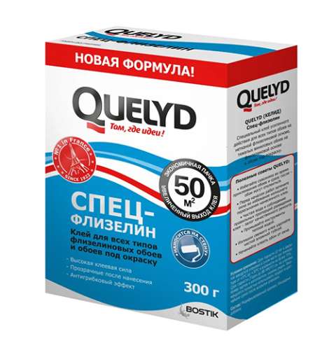 QUELYD клей обойный СПЕЦ-ФЛИЗЕЛИН 50 кв.м,  0,3 кг, Bostik